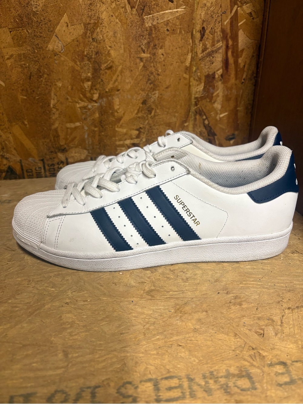 adidas Men’s White Sneakers with Navy Stripes